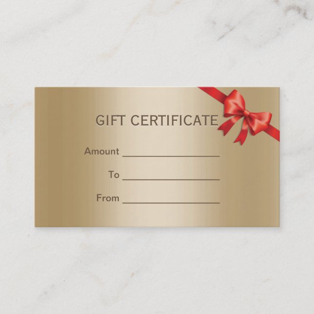 Luxury Gold Red Ribbon Gift Certificate (Front)