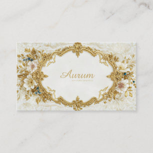 Luxury Gold Rococo Frame White Floral Victorian Business Card