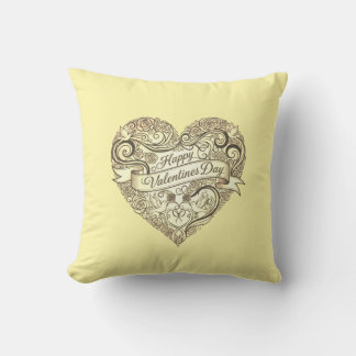Luxury Gold Rose Heart Elegant Cream Valentine Cushion