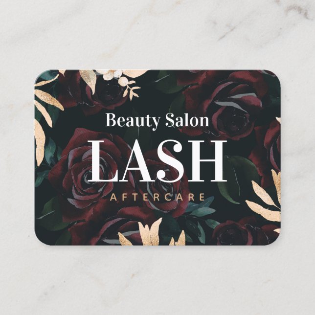 Luxury Gold Rose Lash Aftercare Card (Front)