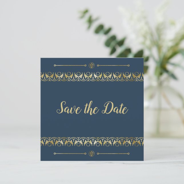 Luxury Gold Save the Date Invitation (Standing Front)