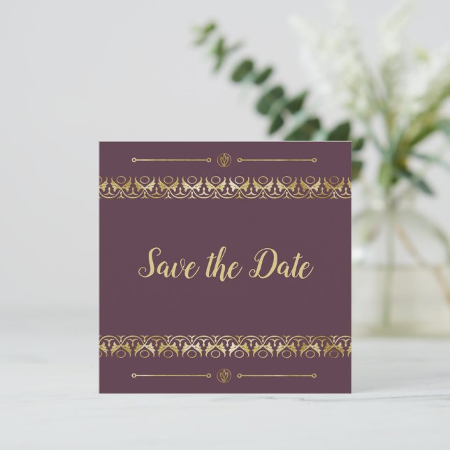 Luxury Gold Save the Date Invitation (Standing Front)