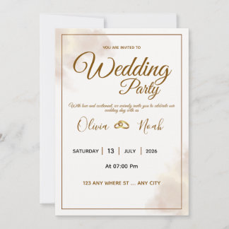 Luxury Gold Script Wedding Invitation