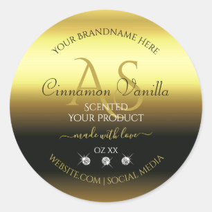Luxury Gold Shimmery Product Label Jewels Monogram