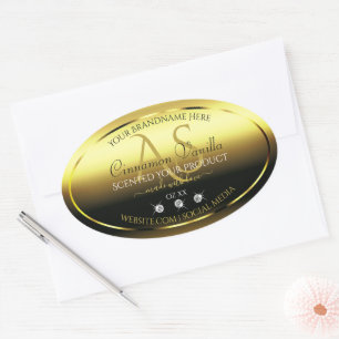 Luxury Gold Shimmery Product Label Jewels Monogram