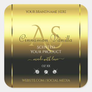 Luxury Gold Shimmery Product Label Jewels Monogram