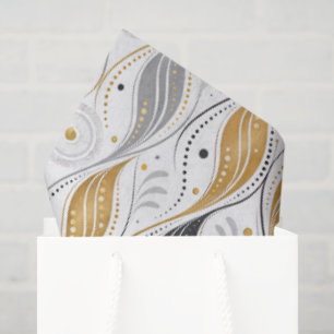 Luxury Gold Silver Black Art Deco Abstract Pattern Tissue Paper