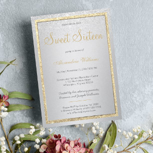 Luxury gold silver glitter gradient Sweet 16 Invitation