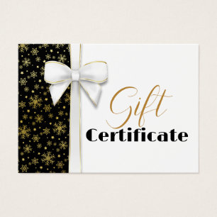 Luxury Gold Snowflakes Christmas White Bow Black