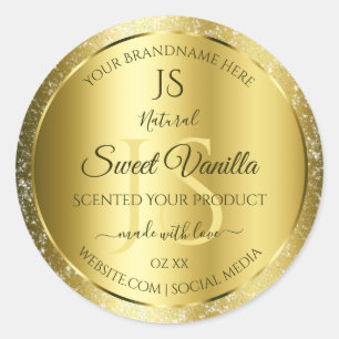 Luxury Gold Soft Glitter Initials Product Labels