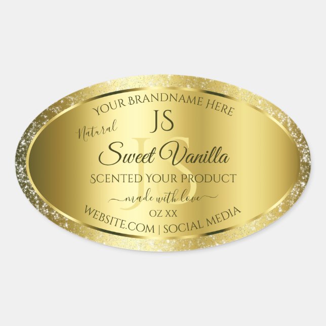 Luxury Gold Soft Glitter Initials Product Labels (Front)