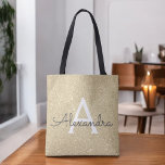 Luxury Gold Sparkle Elegant Monogram Book Bag<br><div class="desc">Luxury Gold Faux Sparkle and Glitter Elegant Monogram Book Bag. This Book Bag can be customised to include your initial and first name.</div>