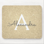 Luxury Gold Sparkle Glitter Monogram Name Mousepad<br><div class="desc">Luxury Gold Sparkle Glitter Monogram Name Monogram Mousepad. This Mousepad can be customised to include your first name.</div>