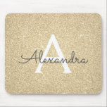 Luxury Gold Sparkle Glitter Monogram Name Mousepad<br><div class="desc">Luxury Gold Sparkle Glitter Monogram Name Monogram Mousepad. This Mousepad can be customised to include your first name.</div>