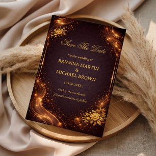 Luxury Gold Sparkle Wave Save The Date