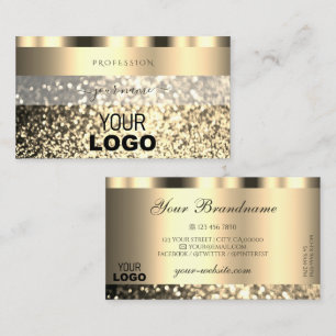 Luxury Gold Sparkling Glitter Logo Shimmery Golden Business Card