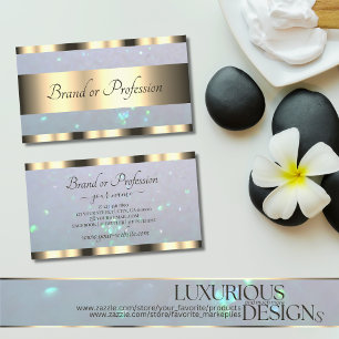 Luxury Gold Sparkling Pearl Glitters on Light Blue Business Card