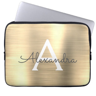 Luxury Gold Stainless Steel Monogram Laptop Sleeve