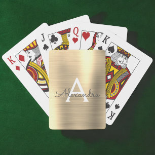 Luxury Gold Stainless Steel Monogram Playing Cards