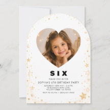 Luxury Gold Star Birthday Invitation Girl Age 6