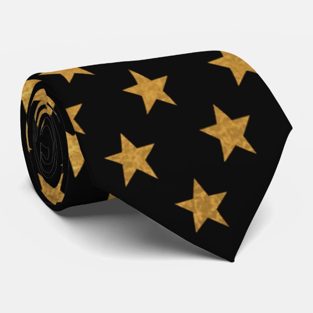 Luxury Gold Star Neck Tie  (Rolled)