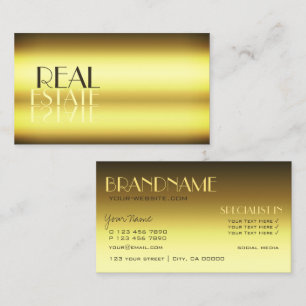 Luxury Gold Stylish Mirror Letters Professional Business Card
