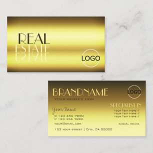 Luxury Gold Stylish Mirror Letters with Logo Business Card