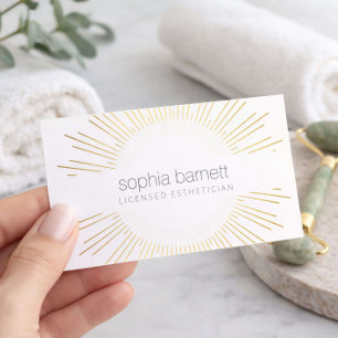 Luxury Gold Sunburst Esthetician Logo Business Card