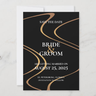 Luxury Gold Swirl Lines Save the Date Card