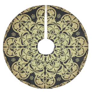 Luxury Gold Swirls Floral Background Brushed Polyester Tree Skirt