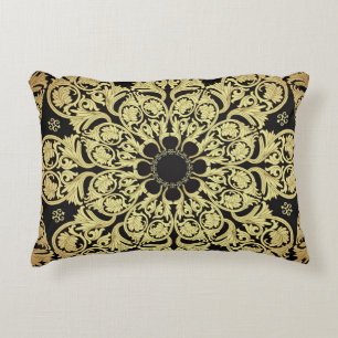 Luxury Gold Swirls Floral Background Decorative Cushion