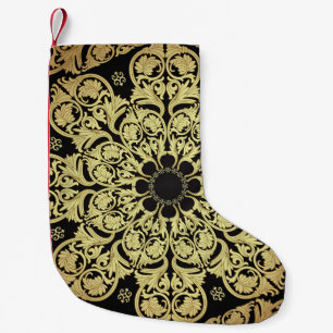 Luxury Gold Swirls Floral Background Small Christmas Stocking