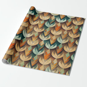 Luxury Gold Teal Art Deco Abstract Pattern Wrapping Paper