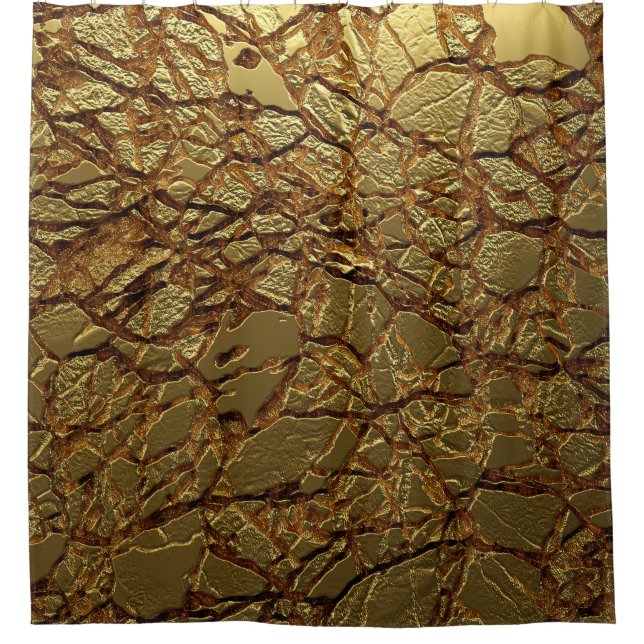 Luxury Gold Texture: 3D Elegance Shower Curtain (Front)