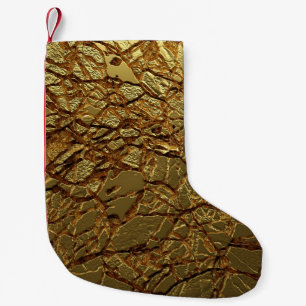 Luxury Gold Texture: 3D Elegance Small Christmas Stocking