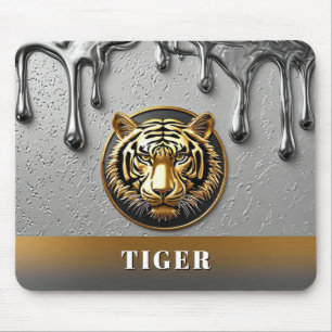 Luxury Gold Tiger Emblem Design 🐯 Mouse Mat