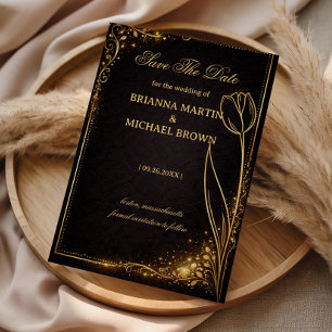 Luxury Gold Tulip Sparkle Save The Date