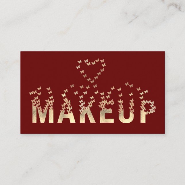 Luxury gold typography  butterflies makeup logo business card (Front)