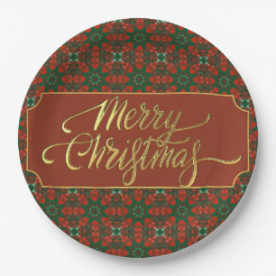 Luxury Gold Vintage Christmas Paper Plate