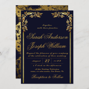 Luxury Gold Vintage & Golden Foil Wedding Invitation
