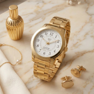 Luxury Gold Watch Classic Serif Typography Crown 
