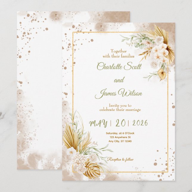 Luxury Gold Wedding Invitation (Front/Back)