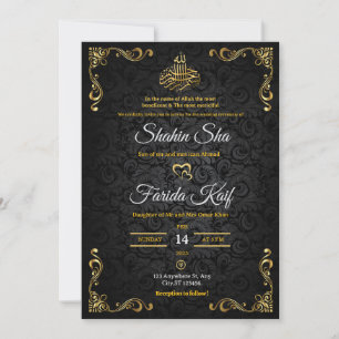 Luxury gold wedding invitation   Islamic wedding