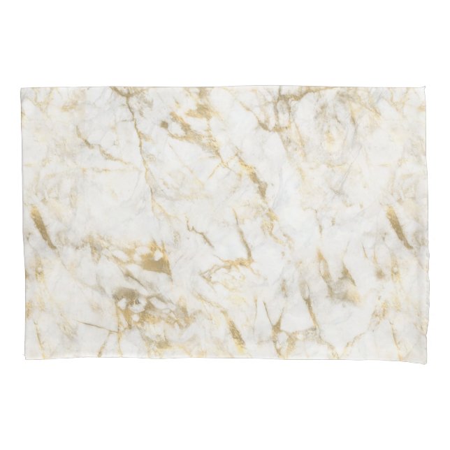 Luxury Gold White Marble Pattern Pillowcase (Front)