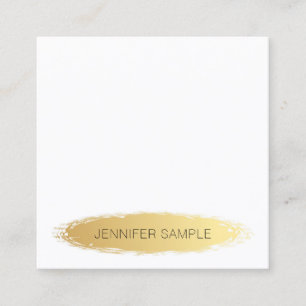 Luxury Gold White Modern Elegant Simple Template Square Business Card