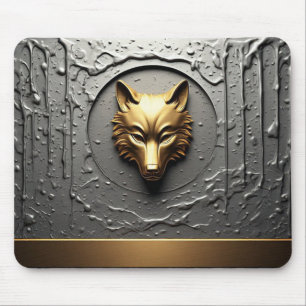 Luxury Gold Wolf Emblem Metal Style 🐺 Mouse Mat