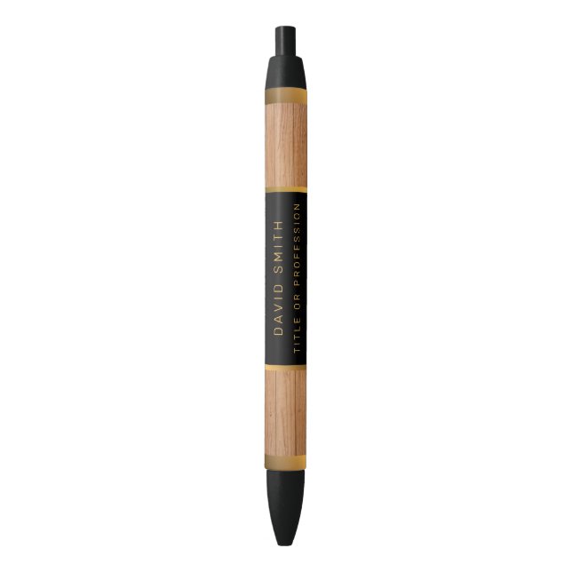 Luxury Gold Wood Modern Blue Ink Pen (Front Vertical)