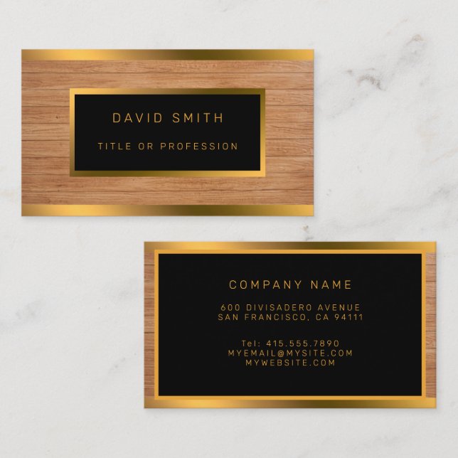 Luxury Gold Wood Modern Business Card (Front/Back)
