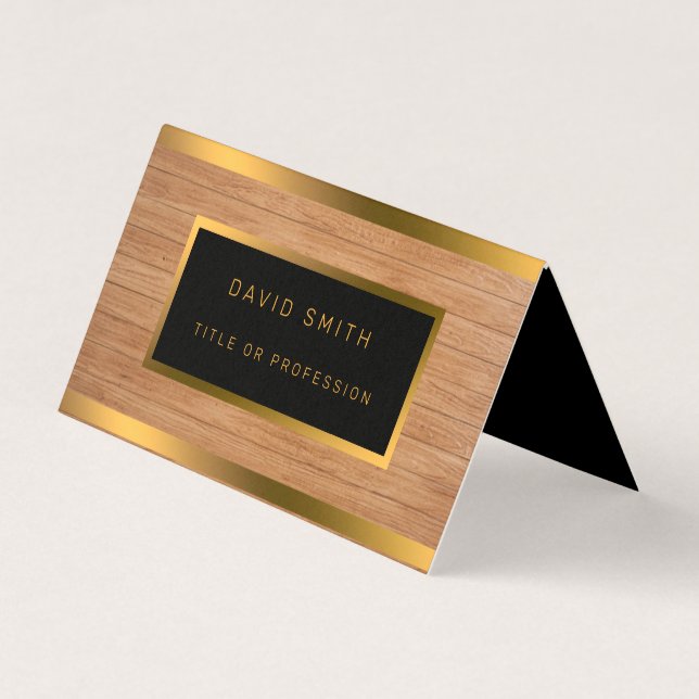 Luxury Gold Wood Modern Business Card (Front)