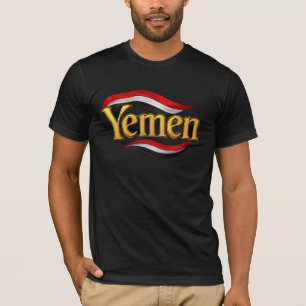 Luxury Gold Yemen Typography with National Flag T- T-Shirt